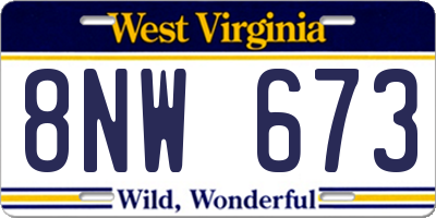 WV license plate 8NW673