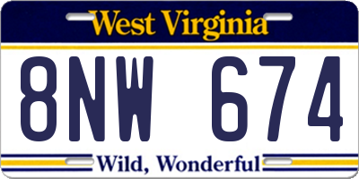 WV license plate 8NW674