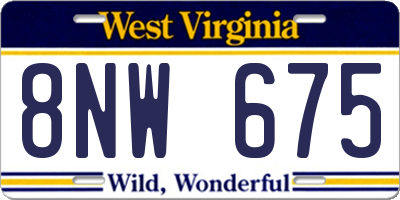 WV license plate 8NW675