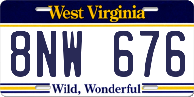 WV license plate 8NW676
