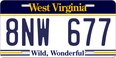 WV license plate 8NW677