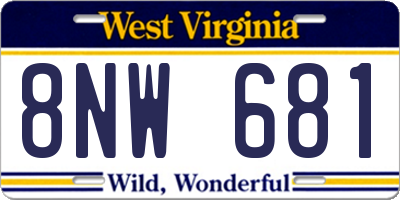WV license plate 8NW681