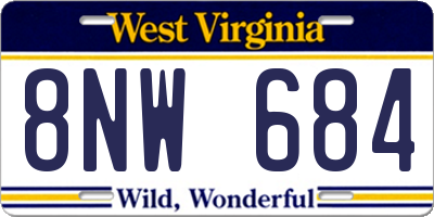 WV license plate 8NW684