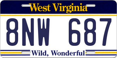 WV license plate 8NW687