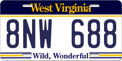 WV license plate 8NW688
