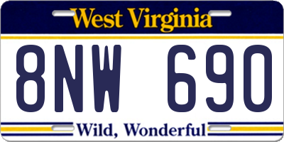 WV license plate 8NW690