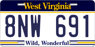 WV license plate 8NW691