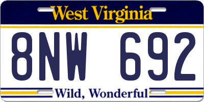 WV license plate 8NW692