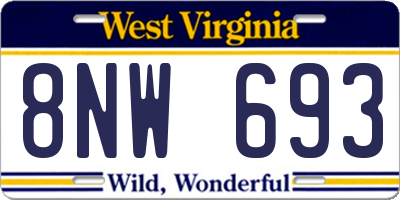 WV license plate 8NW693