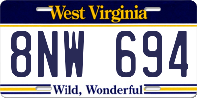 WV license plate 8NW694