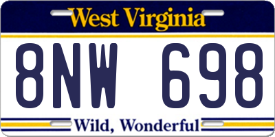 WV license plate 8NW698