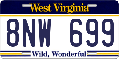 WV license plate 8NW699