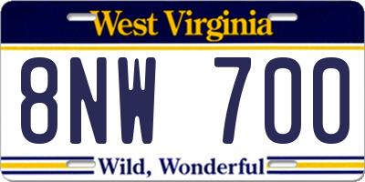 WV license plate 8NW700
