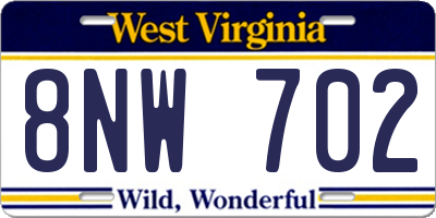 WV license plate 8NW702