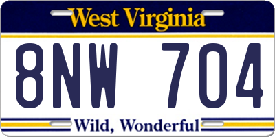 WV license plate 8NW704
