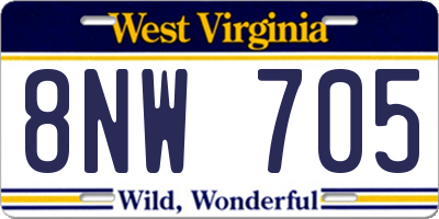 WV license plate 8NW705