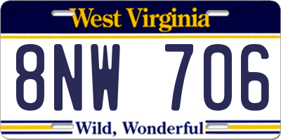 WV license plate 8NW706