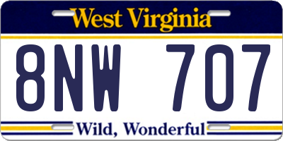 WV license plate 8NW707
