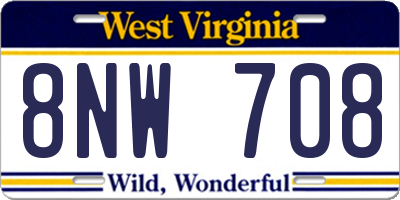 WV license plate 8NW708