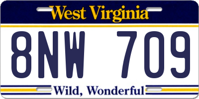 WV license plate 8NW709
