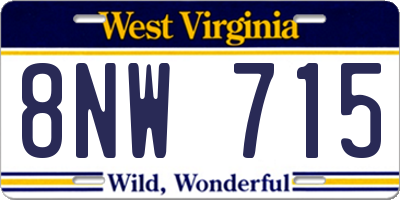 WV license plate 8NW715