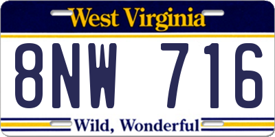 WV license plate 8NW716