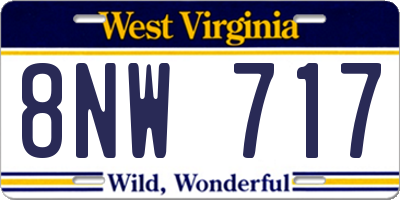 WV license plate 8NW717