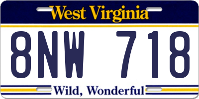 WV license plate 8NW718