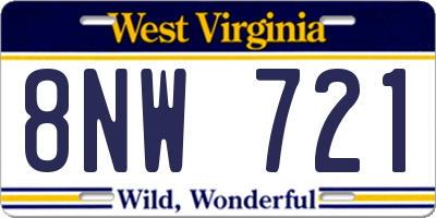 WV license plate 8NW721