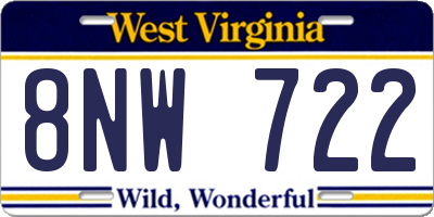 WV license plate 8NW722