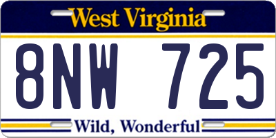 WV license plate 8NW725