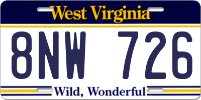 WV license plate 8NW726