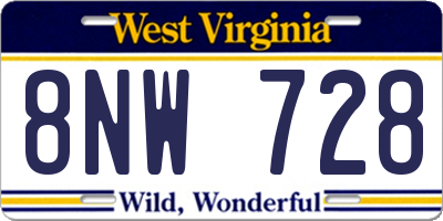 WV license plate 8NW728