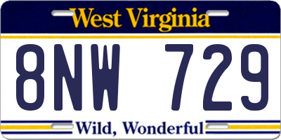 WV license plate 8NW729