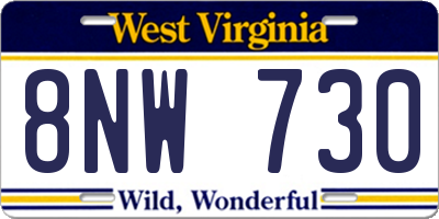 WV license plate 8NW730