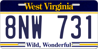 WV license plate 8NW731