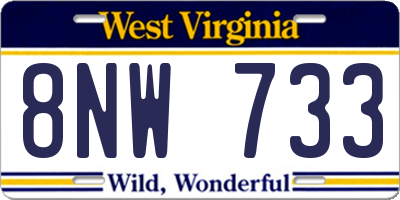 WV license plate 8NW733