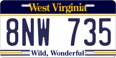 WV license plate 8NW735