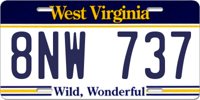 WV license plate 8NW737