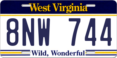 WV license plate 8NW744