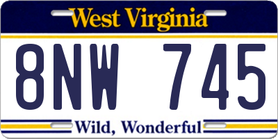 WV license plate 8NW745