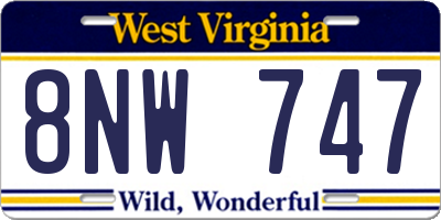 WV license plate 8NW747