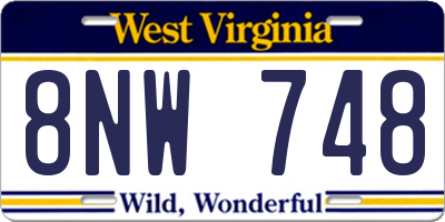 WV license plate 8NW748