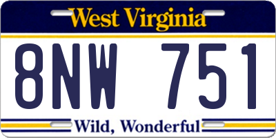 WV license plate 8NW751