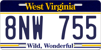 WV license plate 8NW755