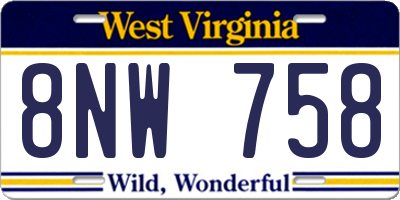 WV license plate 8NW758