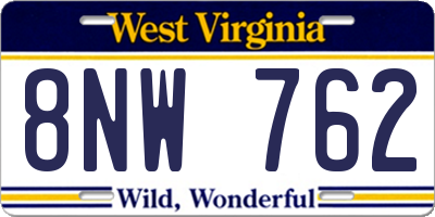 WV license plate 8NW762