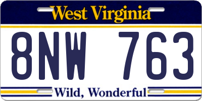WV license plate 8NW763