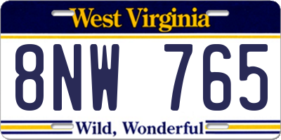 WV license plate 8NW765