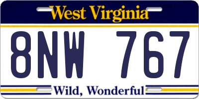 WV license plate 8NW767
